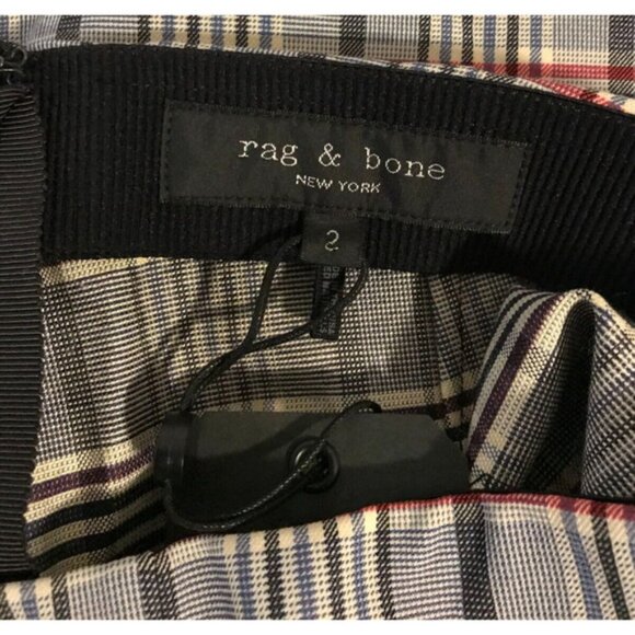 RAG & BONE Simone Checked Skinny Blue Multi Pants - Size 2 - NEW WITH TAG - Picture 4 of 12